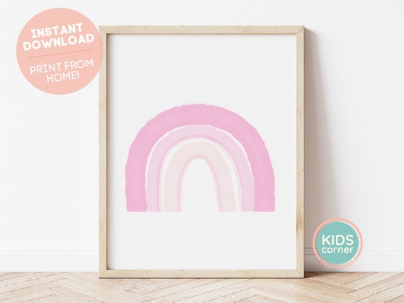 Pink Rainbow Wall Art Rainbow Nursery Decor Instant Wall Art Wall Art Girls Room Kids Wall Art