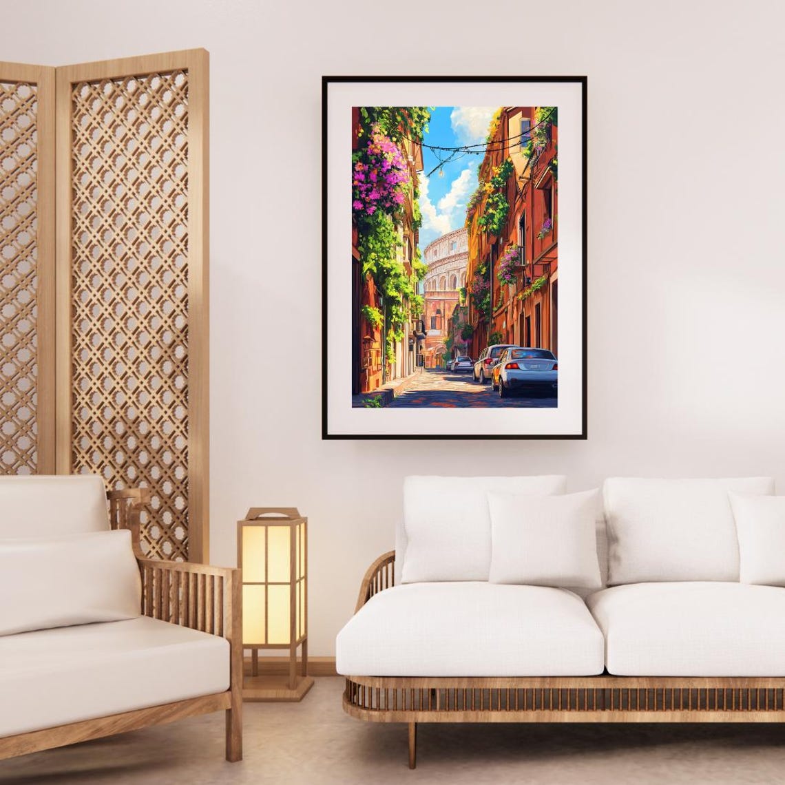 Rome Italy Wall Art Colosseum Street View Poster Travel Print Rome Cityscape Print Italian Decor Vintage Illustration Poster - Image 3