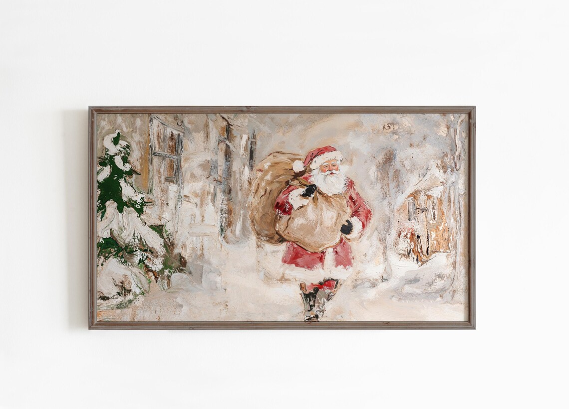 Santa Christmas Painting, Holiday Wall Art Print - Image 2