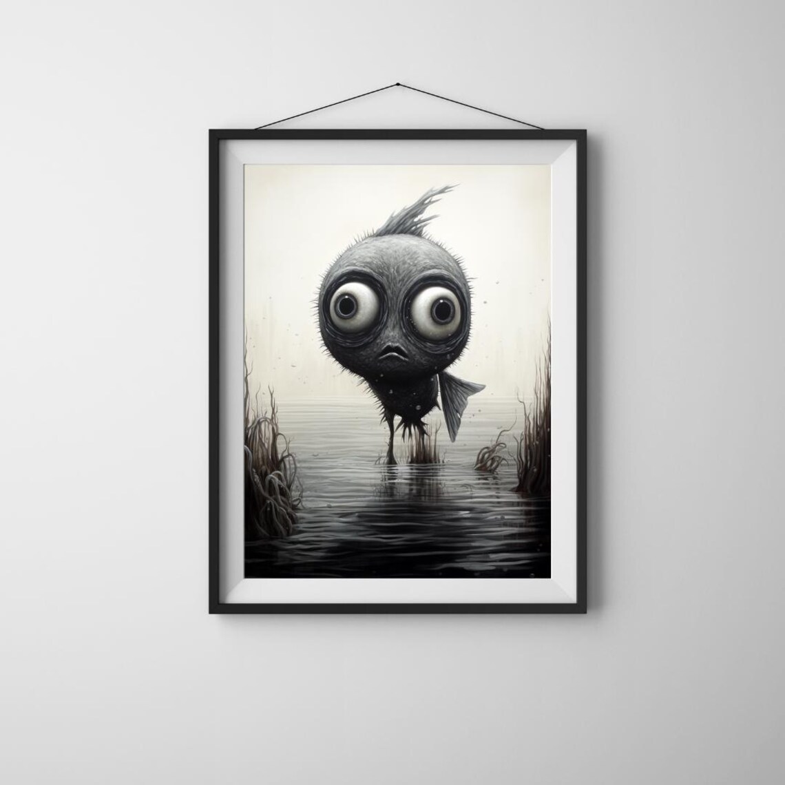 Lonely Fish Art Surreal Aigenerated Poster