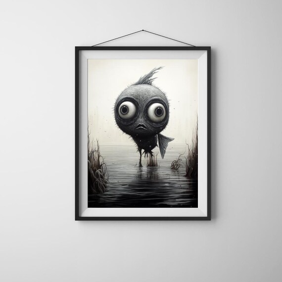Lonely Fish Art Surreal Aigenerated Poster