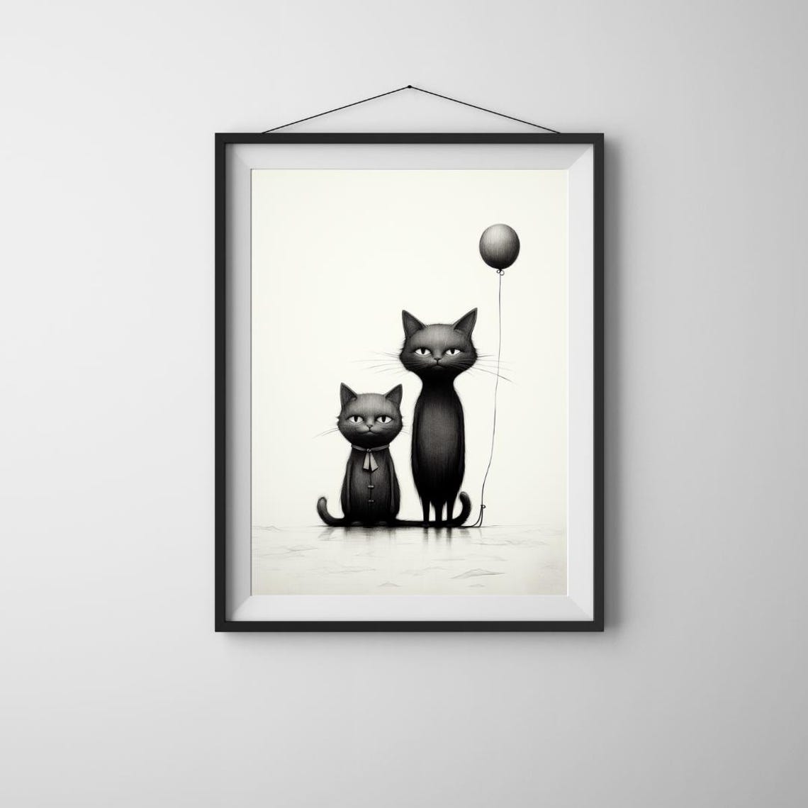 Playful Cat Illustration Wall Art Decor Lover Print Whimsical Poster Cute