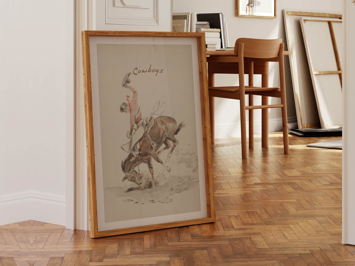 Vintage Western Cowboy Bathroom Art Print - Image 2