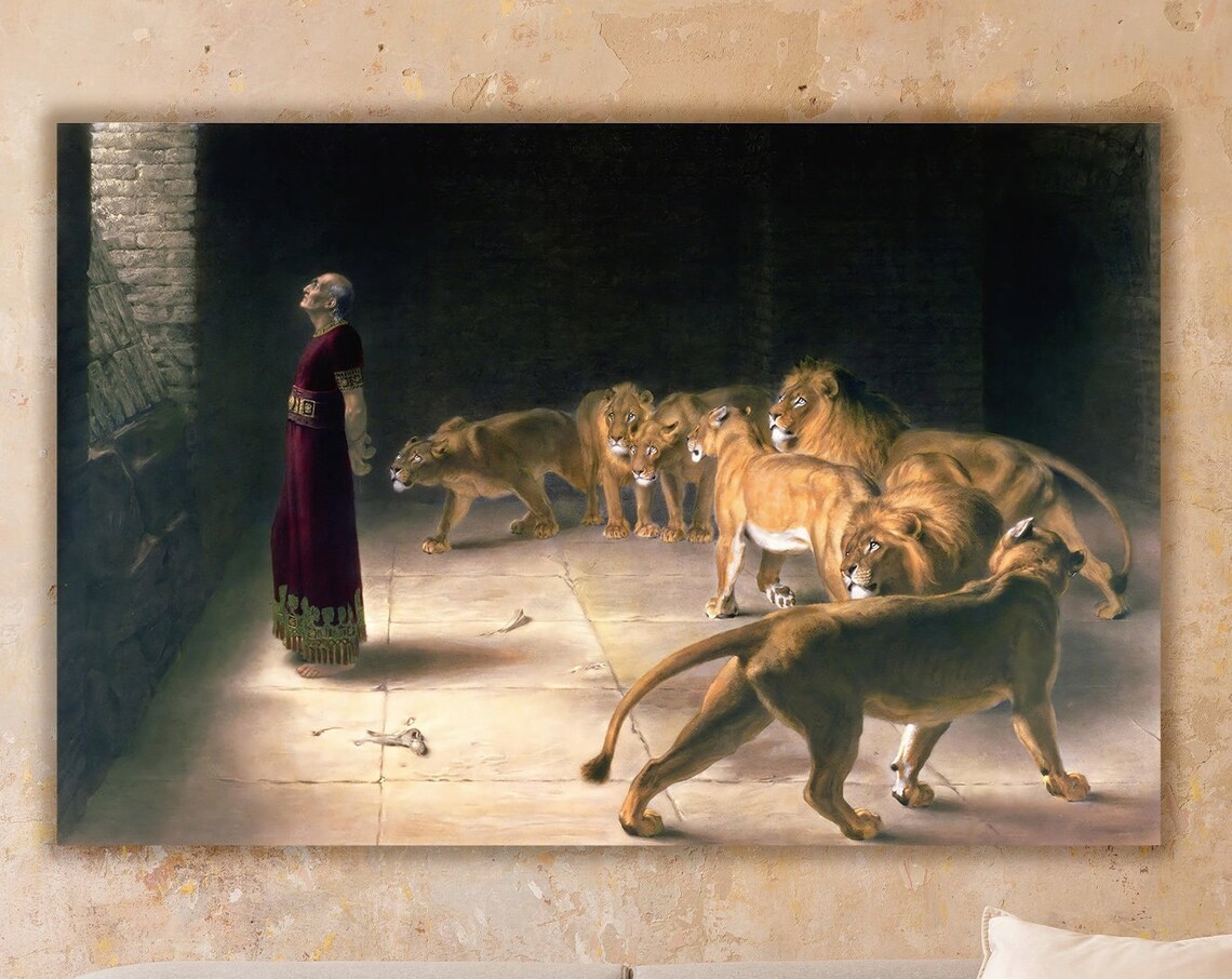 Daniel In The Lions Den Art Print, Bible Artwork