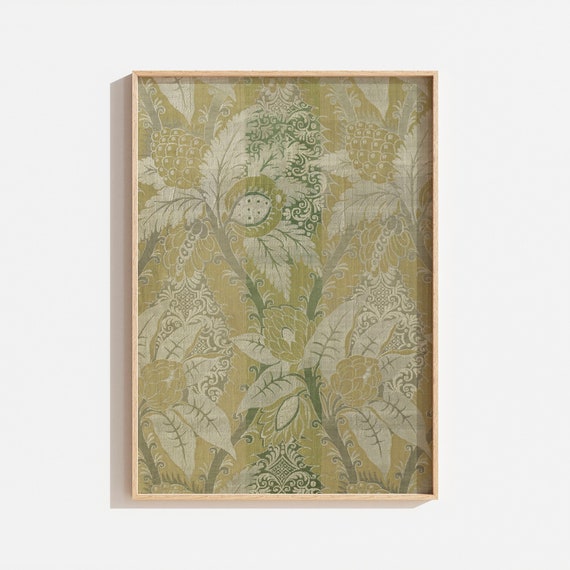 Vintage Green Floral Tapestry Art Print