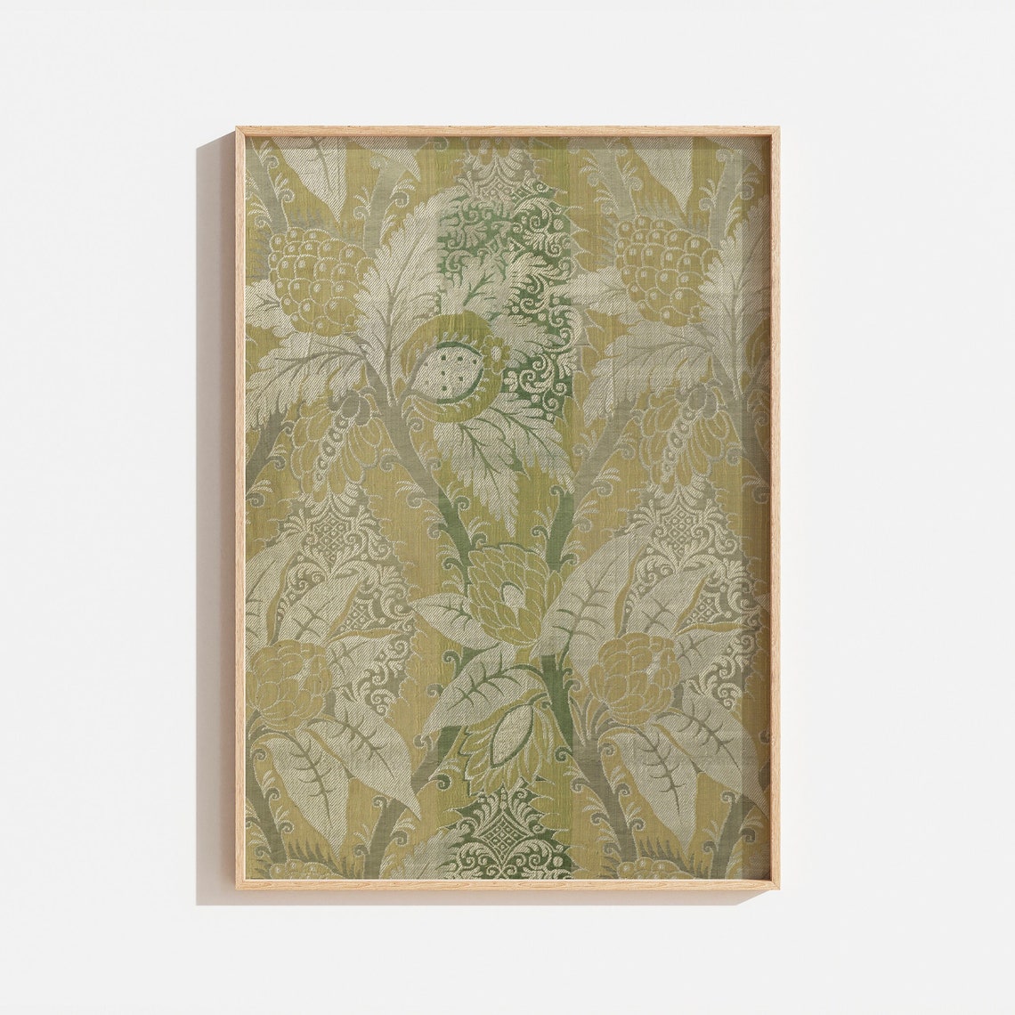 Vintage Green Floral Tapestry Art Print