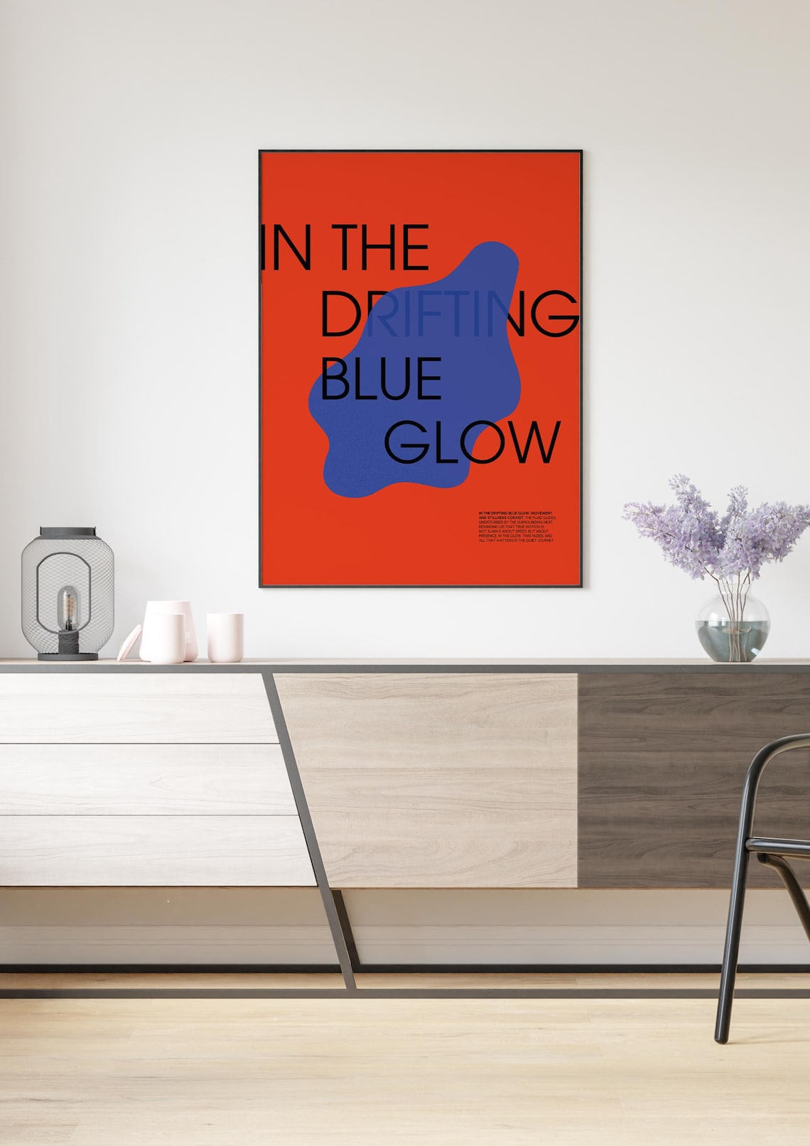 Blue Glow Minimalist Abstract Fluid Poster - Image 2
