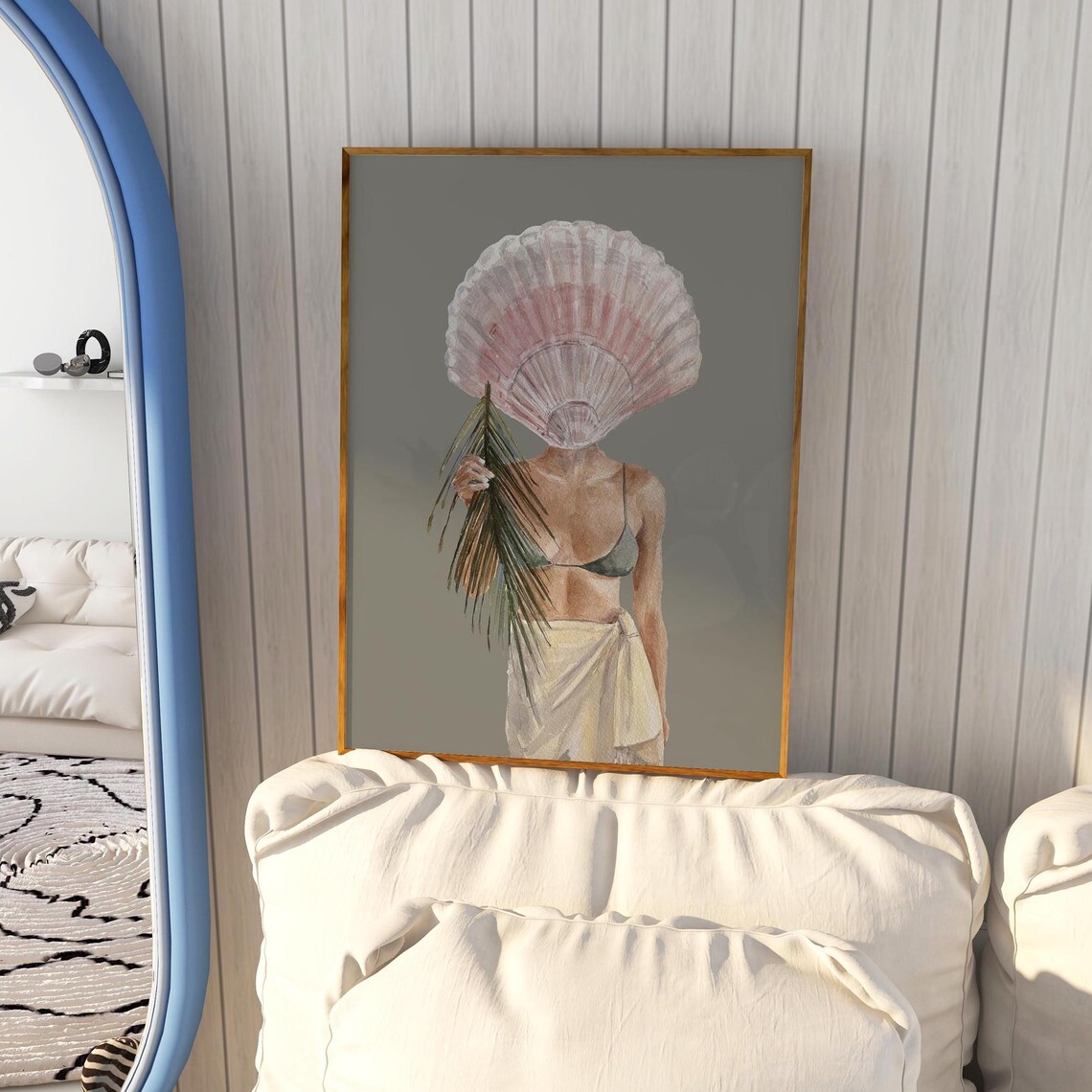 Beach Girl Scallop Shell Watercolor Tropical Summer Vibe Wall Poster
