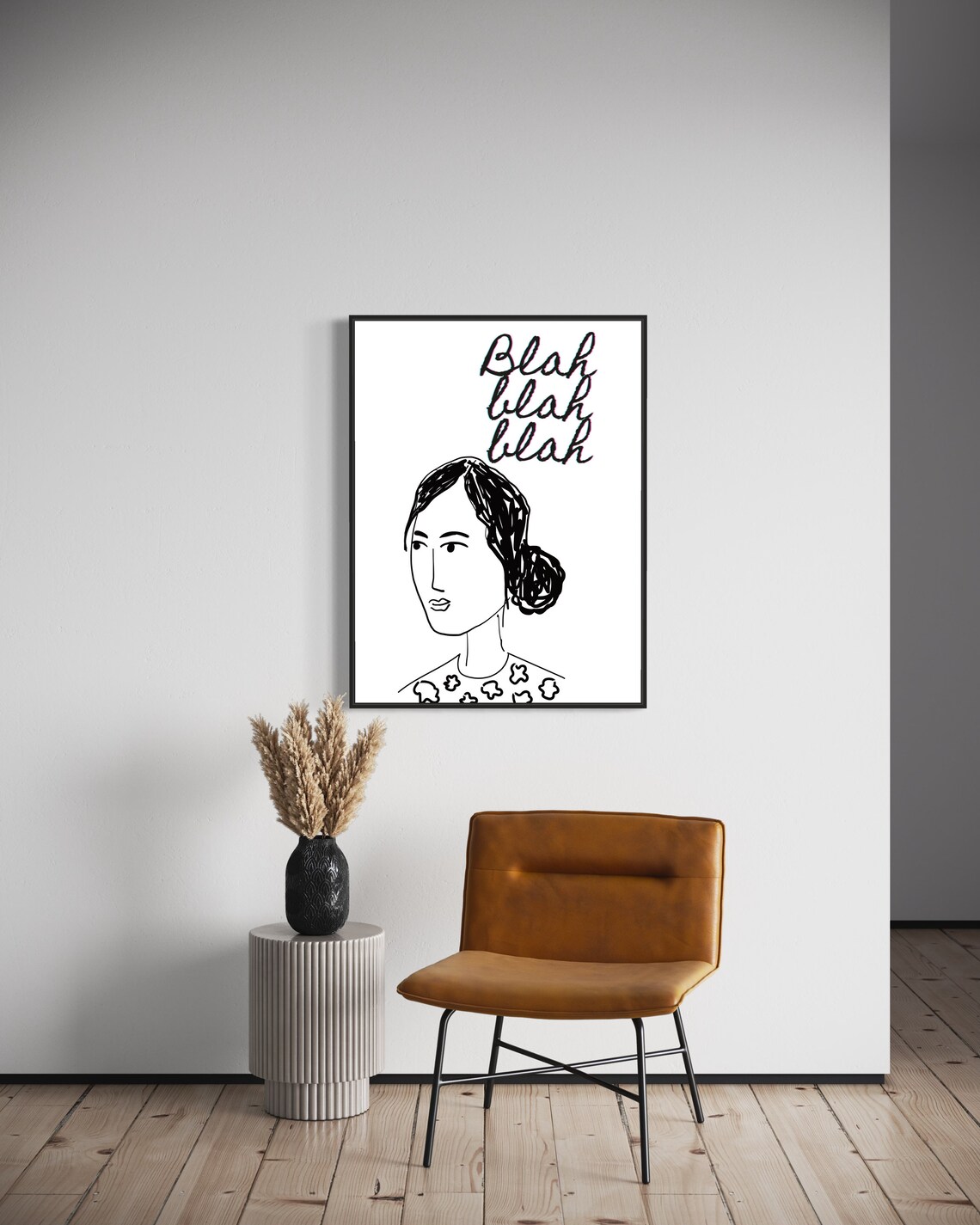 Blah Blah Blah Art Print Funny Poster Preppy Wall Decor Black And White Girly Wall Art - Image 3