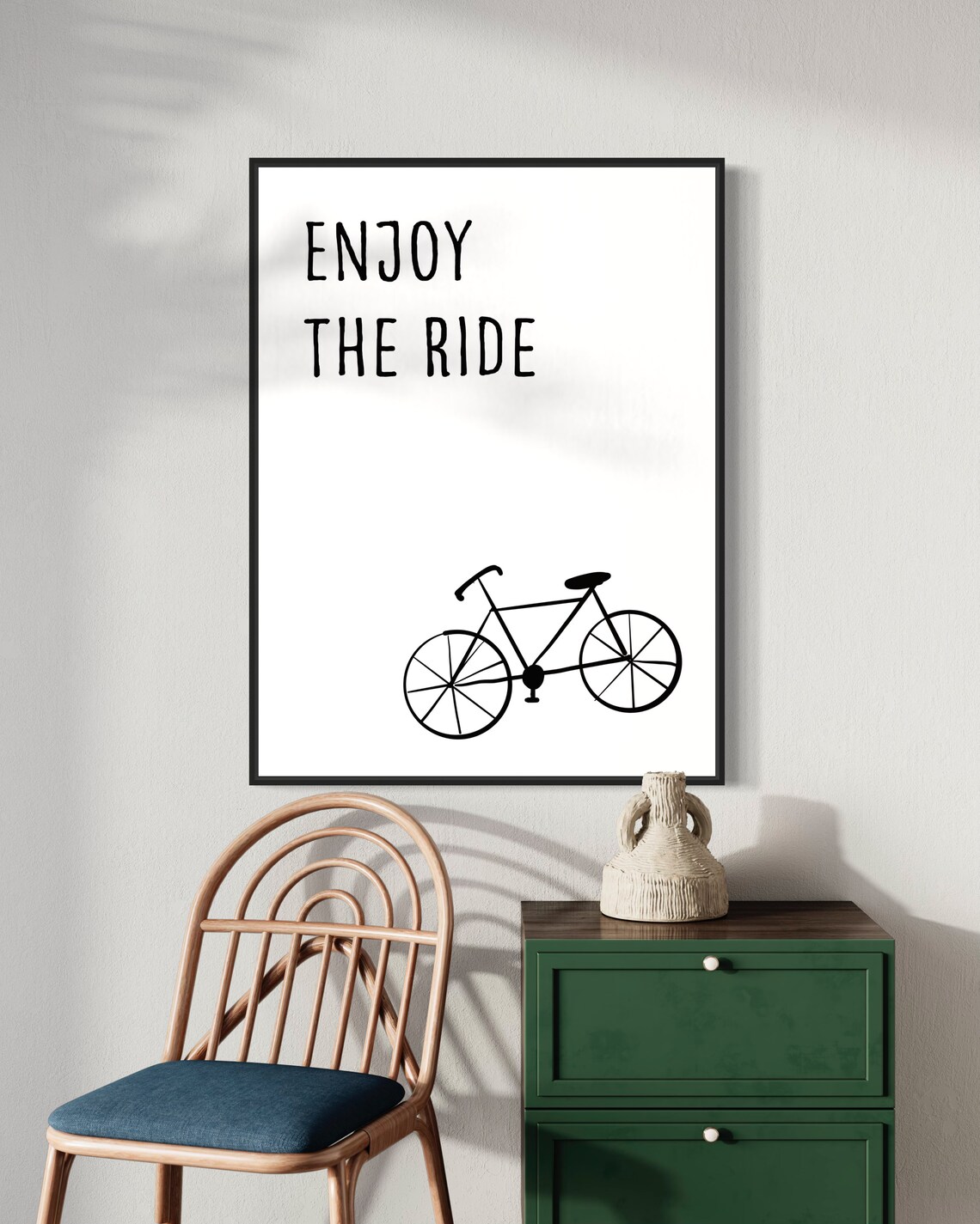 Enjoy The Ride Bicycle Line Drawing Minimalist Black White Quote Poster - Image 2