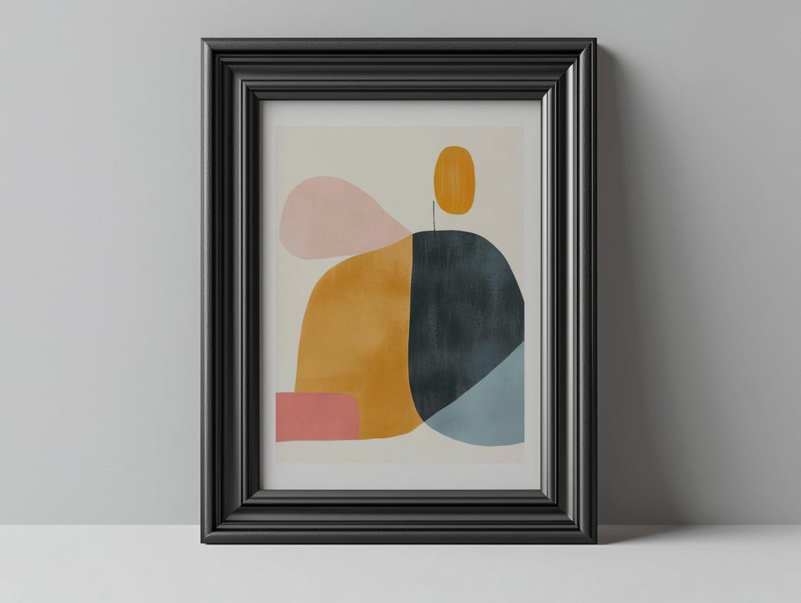 Terracotta Orange and Charcoal Modern Abstract Organic Shapes Poster - Image 2