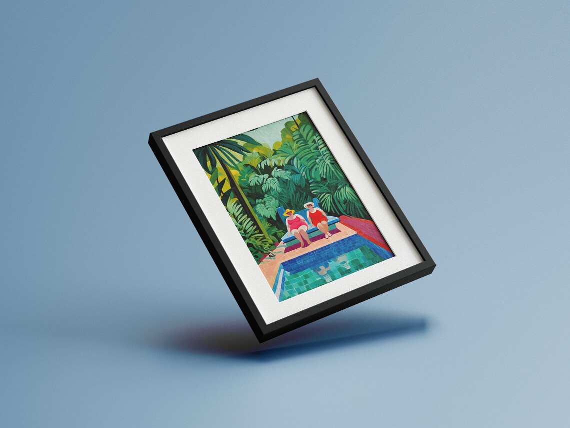 Jungle Pool Tropical Artwork, Vacation Poster - Image 3