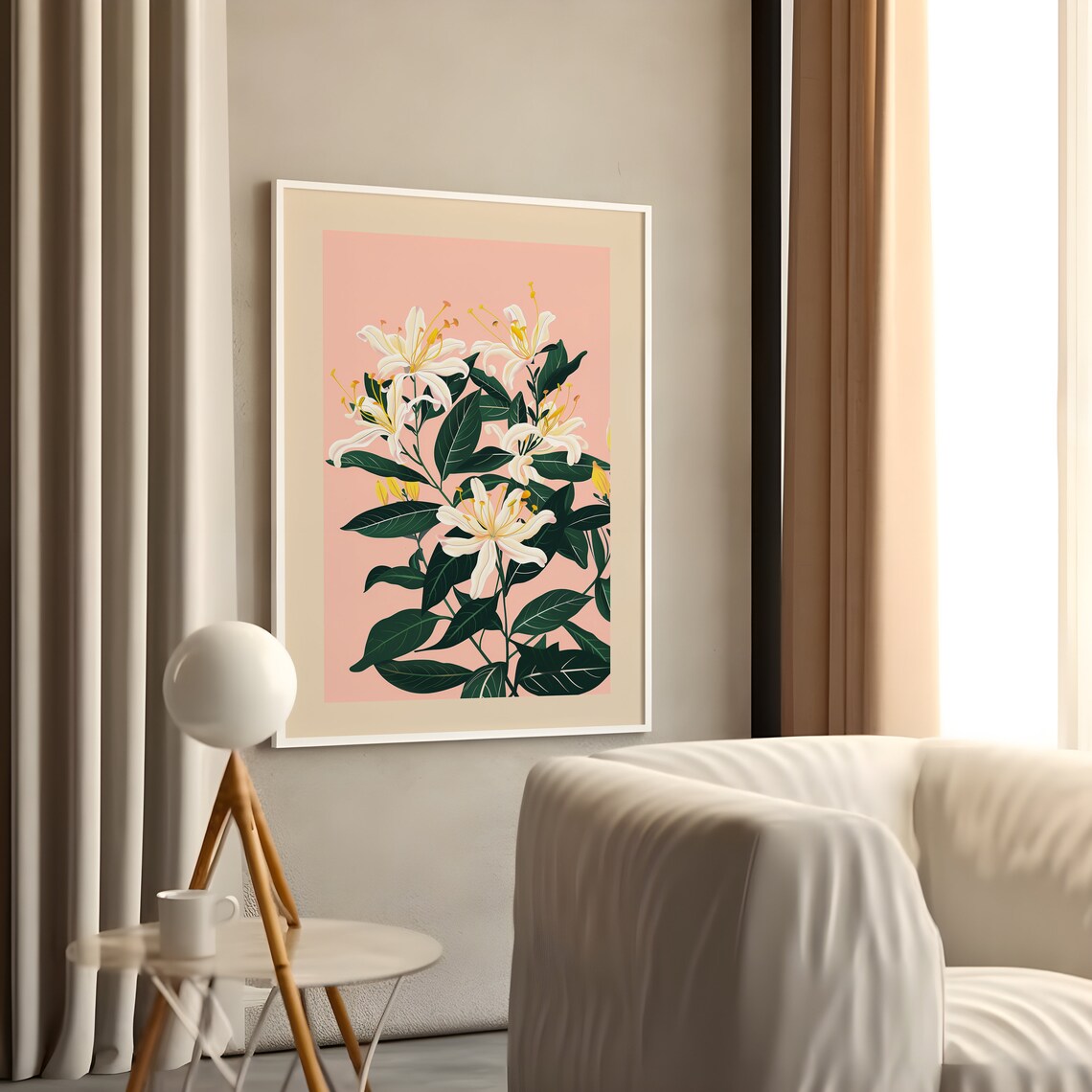 Honeysuckle Botanical Artwork, June Birth Flower Art Print - Image 4