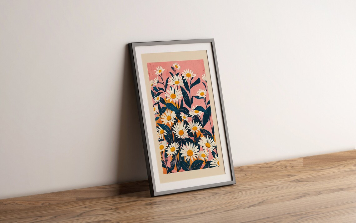 April Birth Flower Daisy Botanical Art Print - Image 3