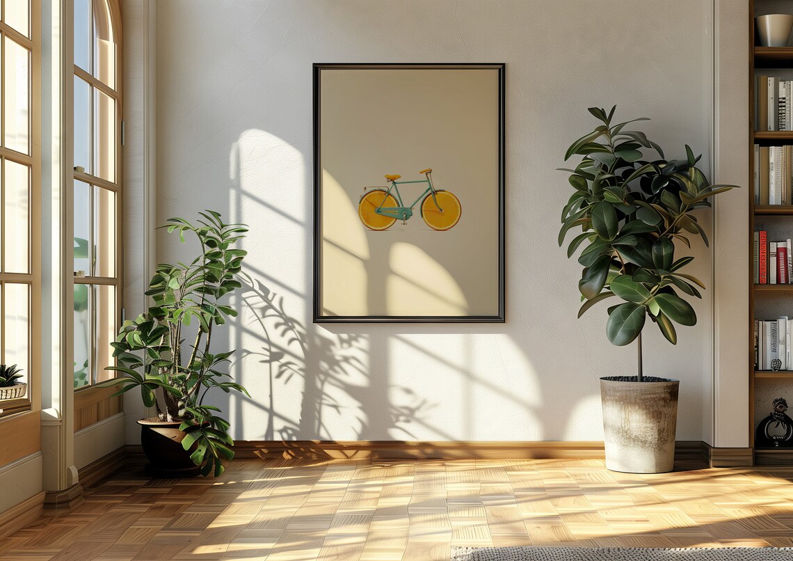 Vintage Orange Slice Bicycle Poster, Mid-Century Boho - Image 4
