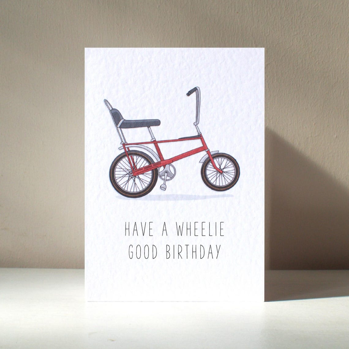 Have A Wheelie Good Birthday Red Retro Chopper Bike Card Poster