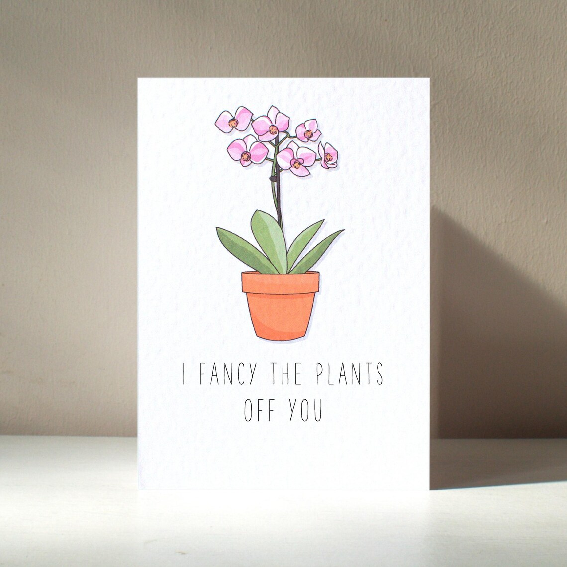 I Fancy The Plants Off You Pink Orchid Love Pun Card Design Poster