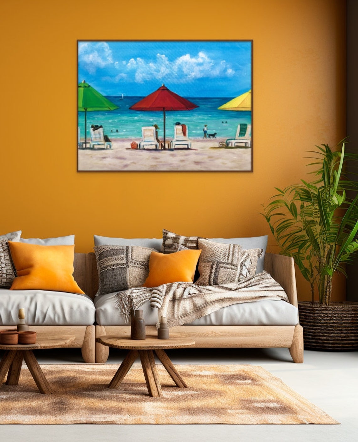 Tropical Beach Umbrellas Lounge Chairs Summer Seaside Day Poster - Image 4