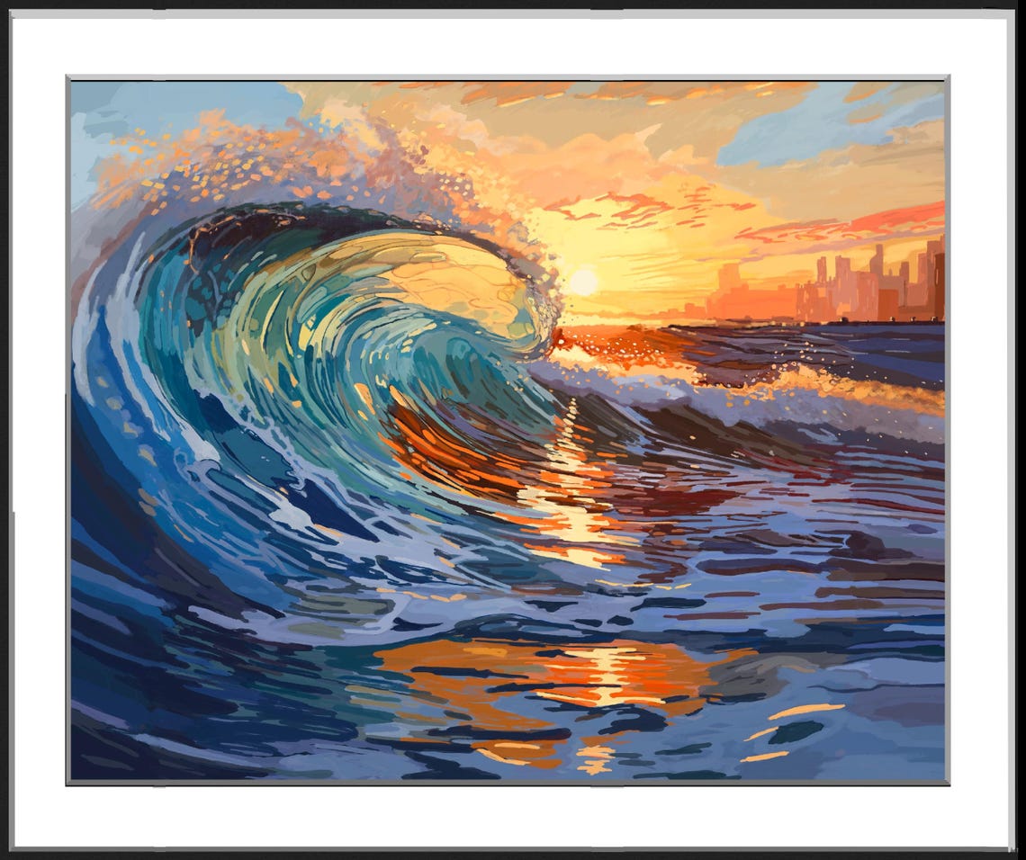 The Curl Dramatic Wave Beach Art Print