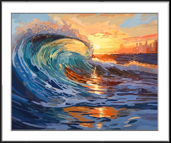The Curl Dramatic Wave Beach Art Print