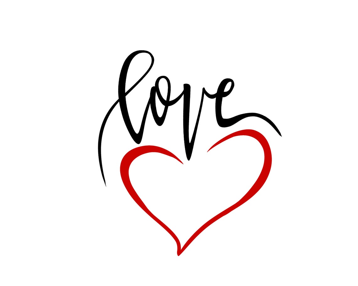 Love Calligraphy Script with Red Heart Minimalist Word Art Poster - Image 5