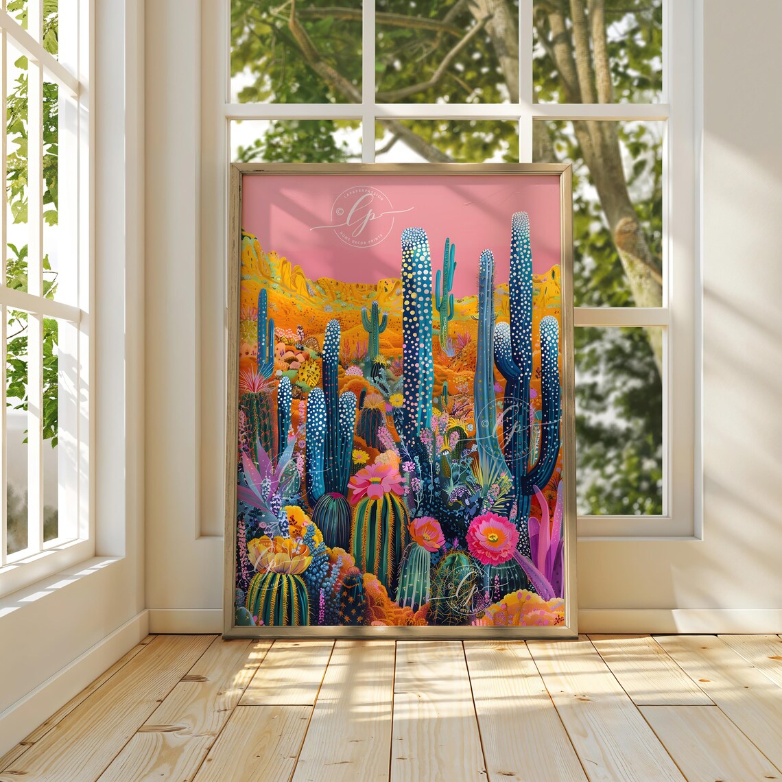 Desert Cactus Abstract, Maximalist Bedroom Decor - Image 2