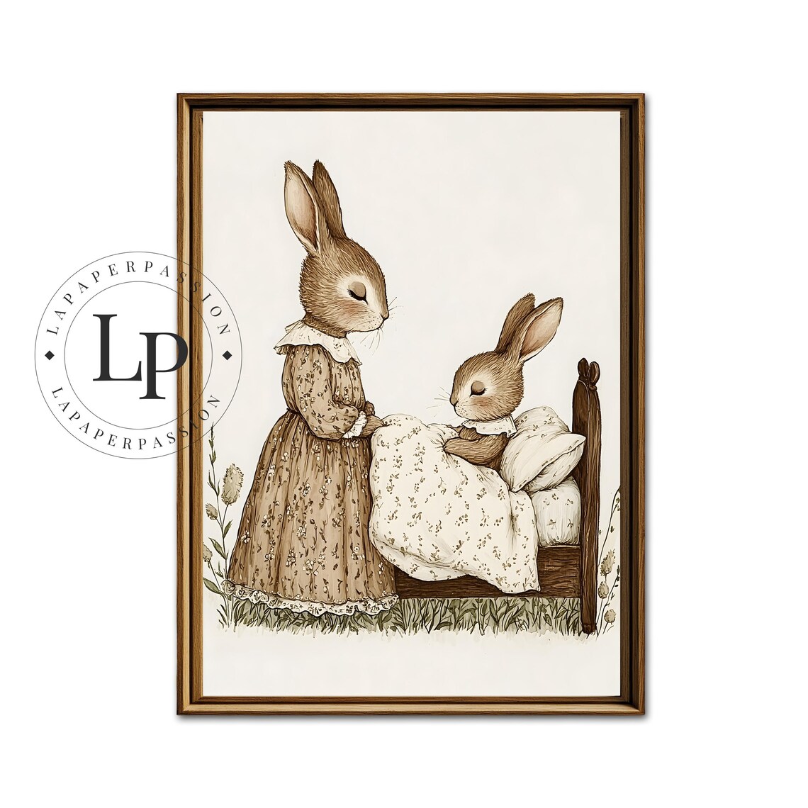 Rabbit Nursery Print, Vintage Antique Nursery Decor