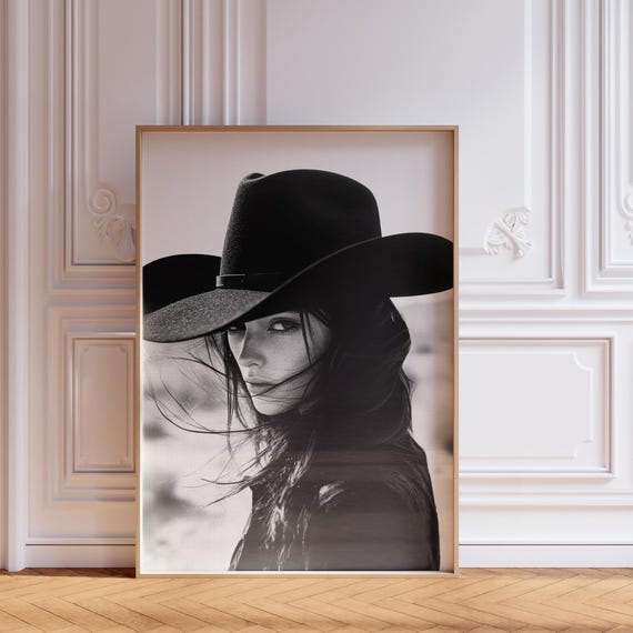 Desert Cowgirl Art Print Black And White Western Photography