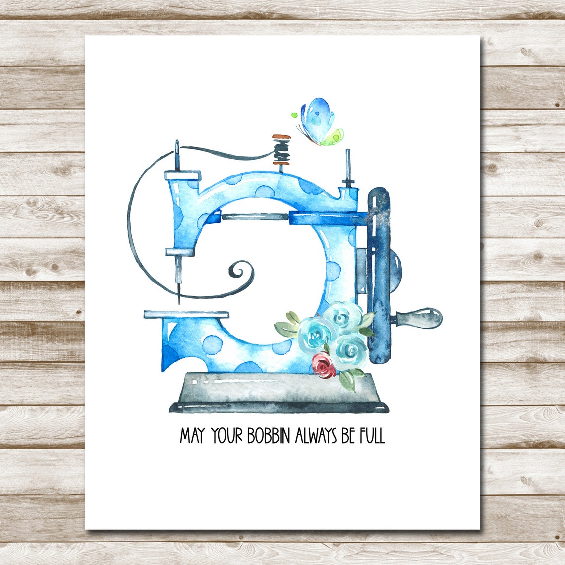 May Your Bobbin Always Be Full Blue Sewing Machine Craft Poster - Image 5
