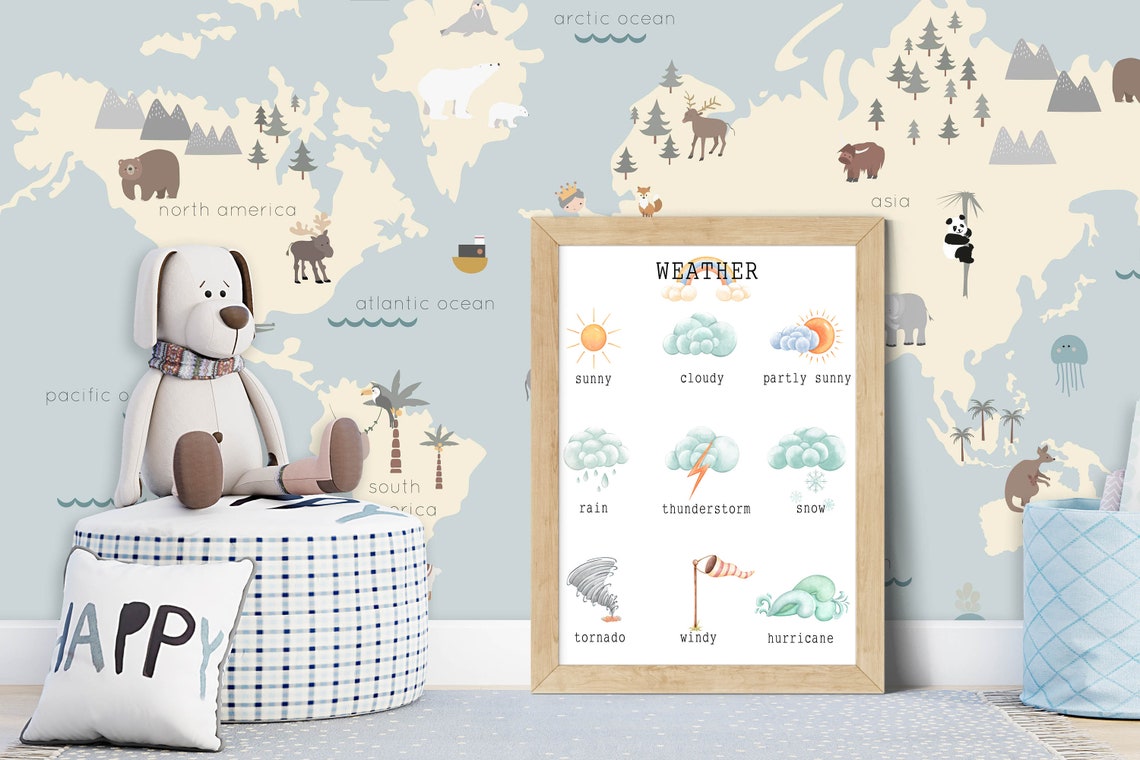 Watercolor Weather Chart Kids Educational Classroom Nursery Art Print - Image 3