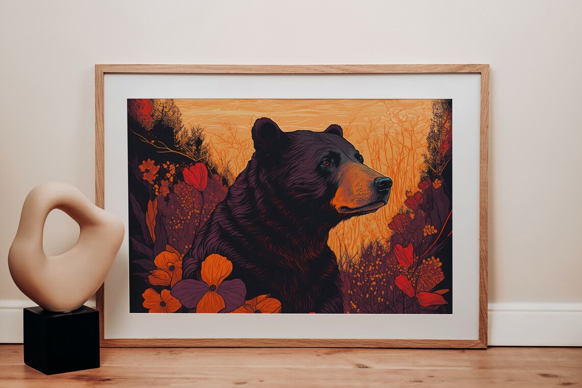 Black Bear Rustic Cabin Decor Art Print