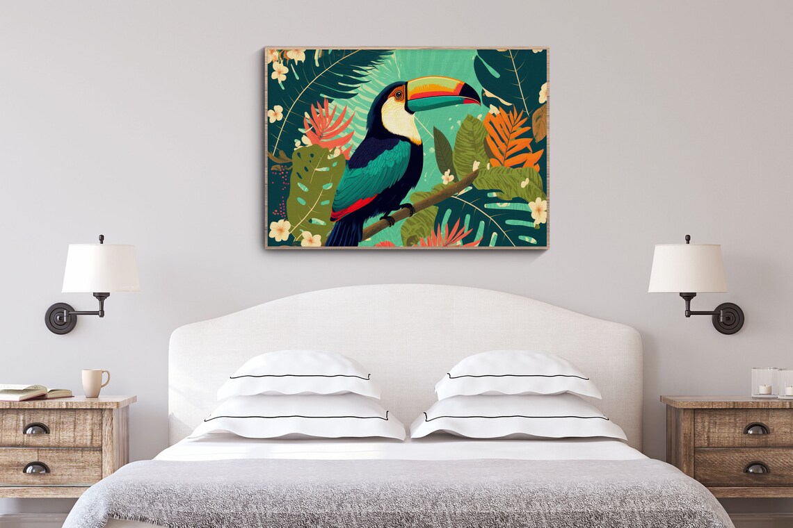 Rainforest Nursery Toucan Art Print, Modern Chic Decor - Image 2