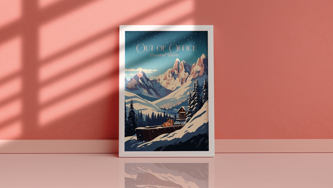 Out Of Office Crested Butte Hot Tub Snowy Mountain Retreat Wall Art - Image 2