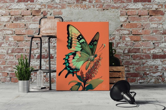 Orange Monarch Butterfly Print Illustration Insect Bug Poster Home Dorm Decor Wall Art Instant Butterfly Boho