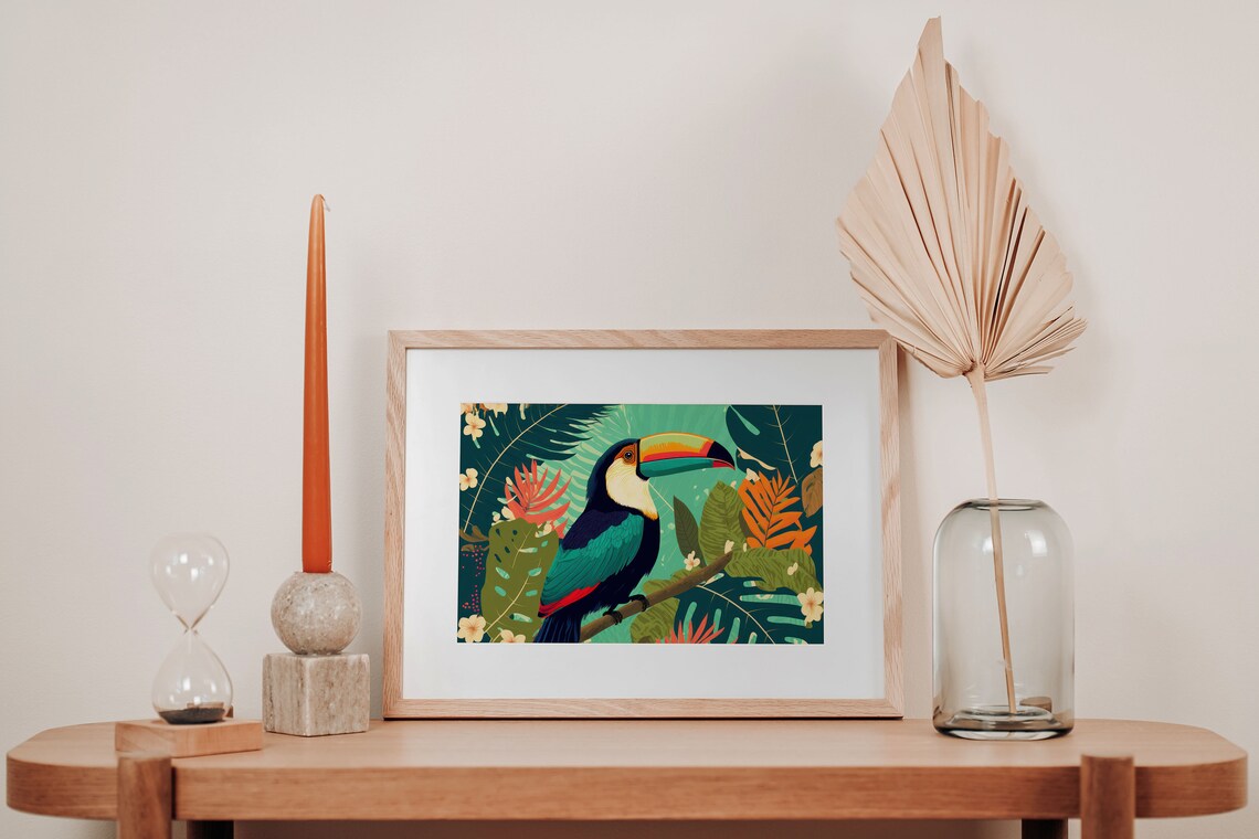Rainforest Nursery Toucan Art Print, Modern Chic Decor - Image 3