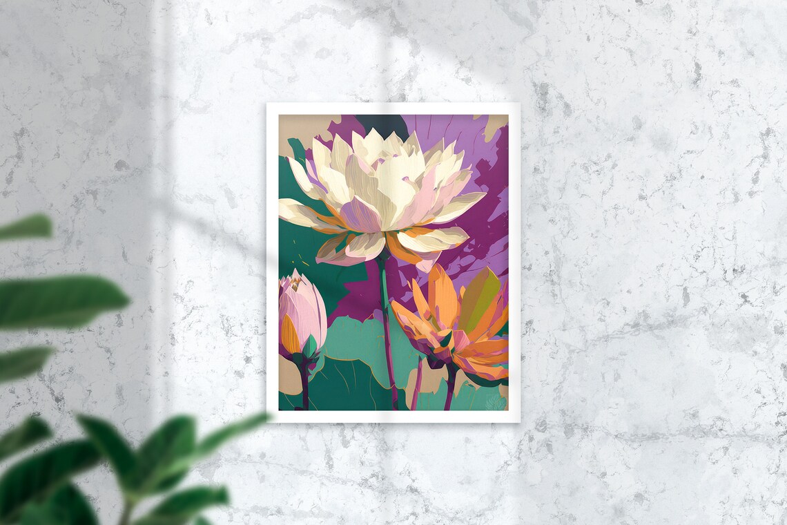 Yoga Lotus Flower Spiritual Energy Art Meditation Poster Wall Art Mindfulness Symbol Watercolor Lotus Art - Image 3