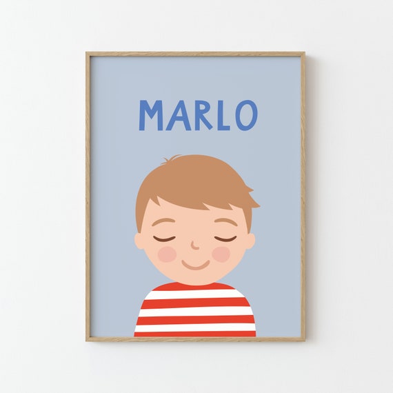 Personalized Boy Portrait Poster for Kids Room