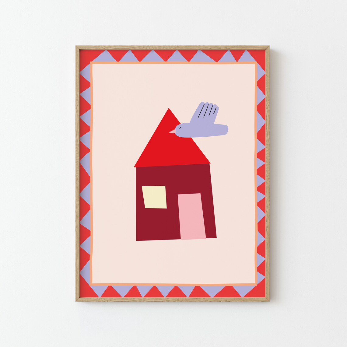 House Bird Illustration Poster, Nursery Kids Decor