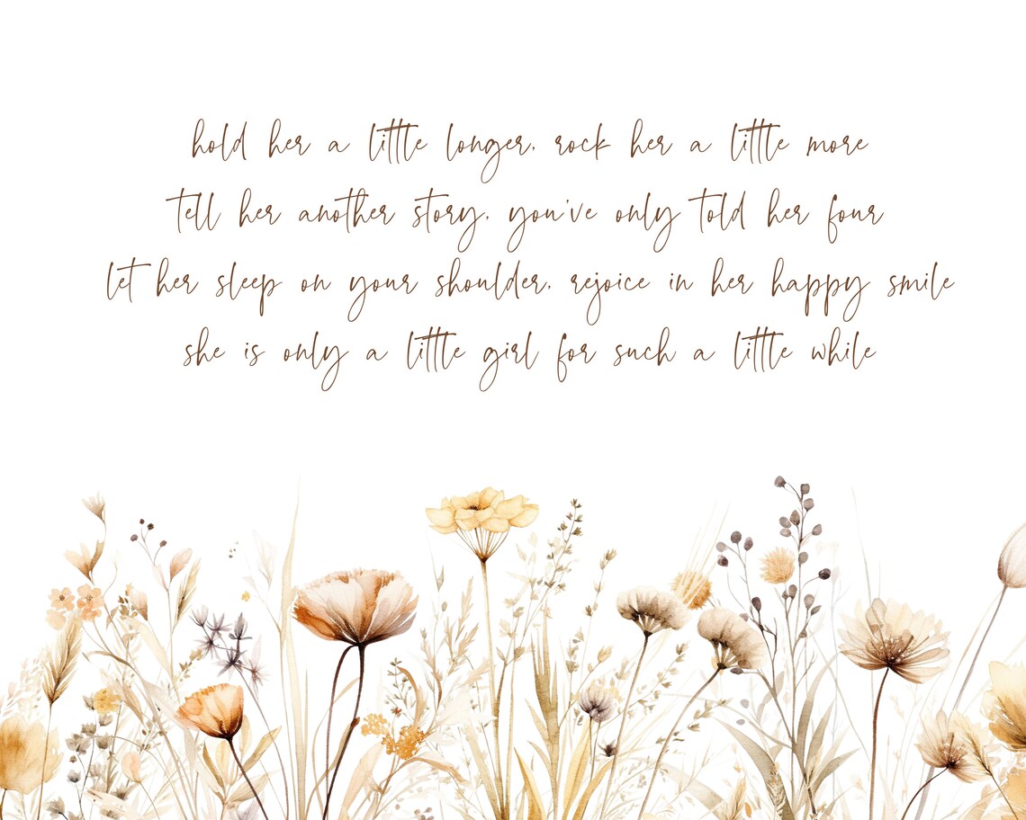 Hold Her a Little Longer Poem Golden Wildflower Nursery Print - Image 2