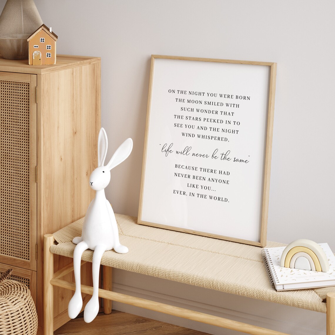 On the Night You Were Born Moon Stars Wonder Baby Nursery Poster