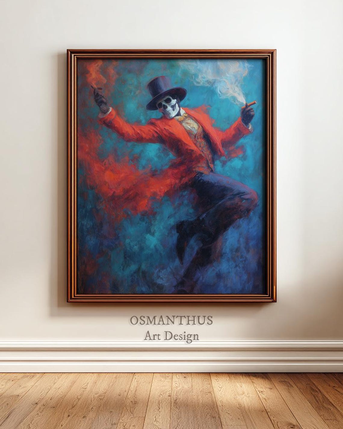 Dancing Skeleton Gentleman Top Hat Day Of The Dead Art Poster