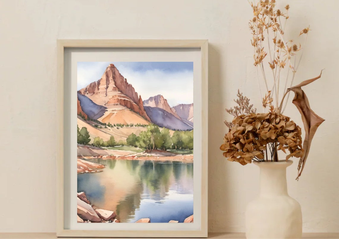 Utah Painting Sundial Peak And Lake Blanche Watercolor Art Print Utah Landscape Wall Art Mountain Lake Art Travel Print Hiking Gifts - Image 4
