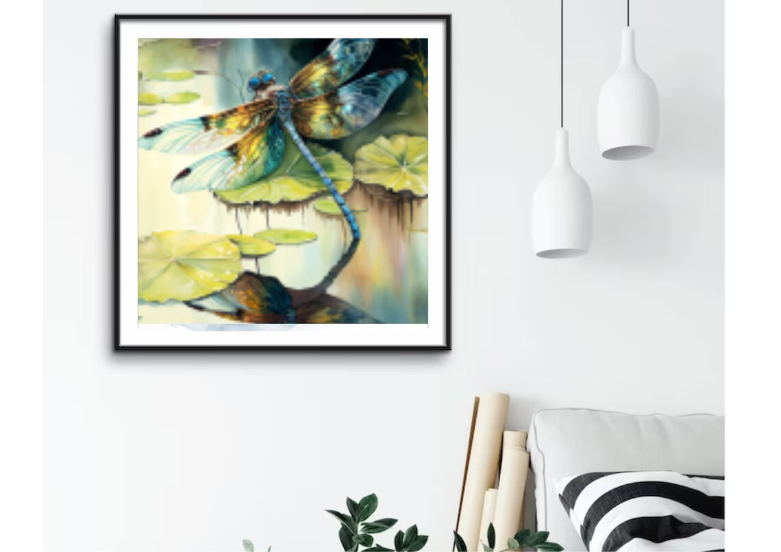 Dragonfly Watercolor Art Print, Botanical Insect - Image 2