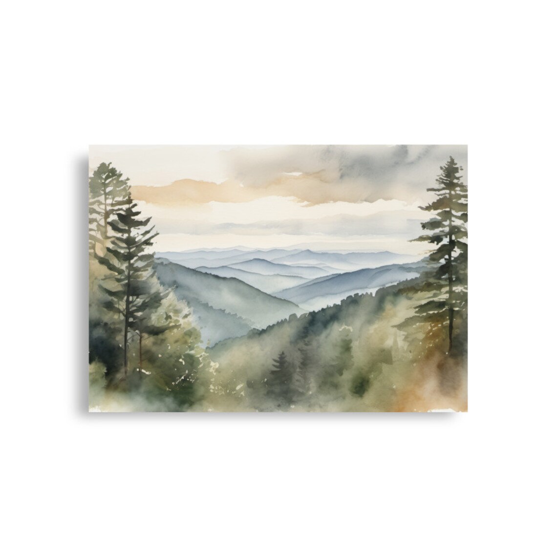 Smoky Mountains Watercolor Art Print, Appalachian Landscape - Image 3