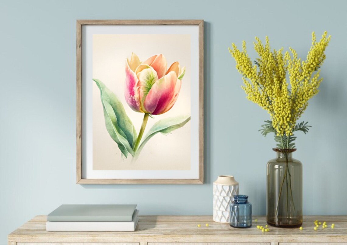 Tulip Watercolor Art Print, Minimalist Floral - Image 5