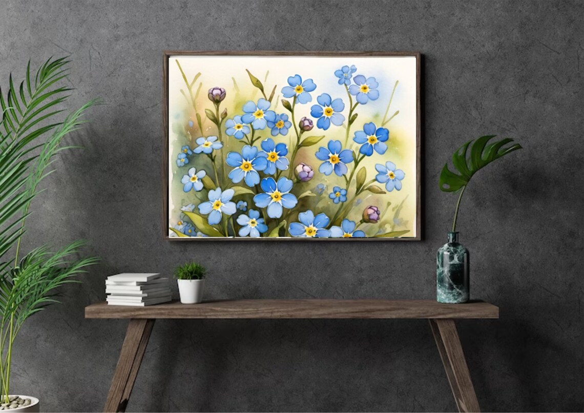 Forget Me Nots Watercolor Botanical Art Print - Image 4