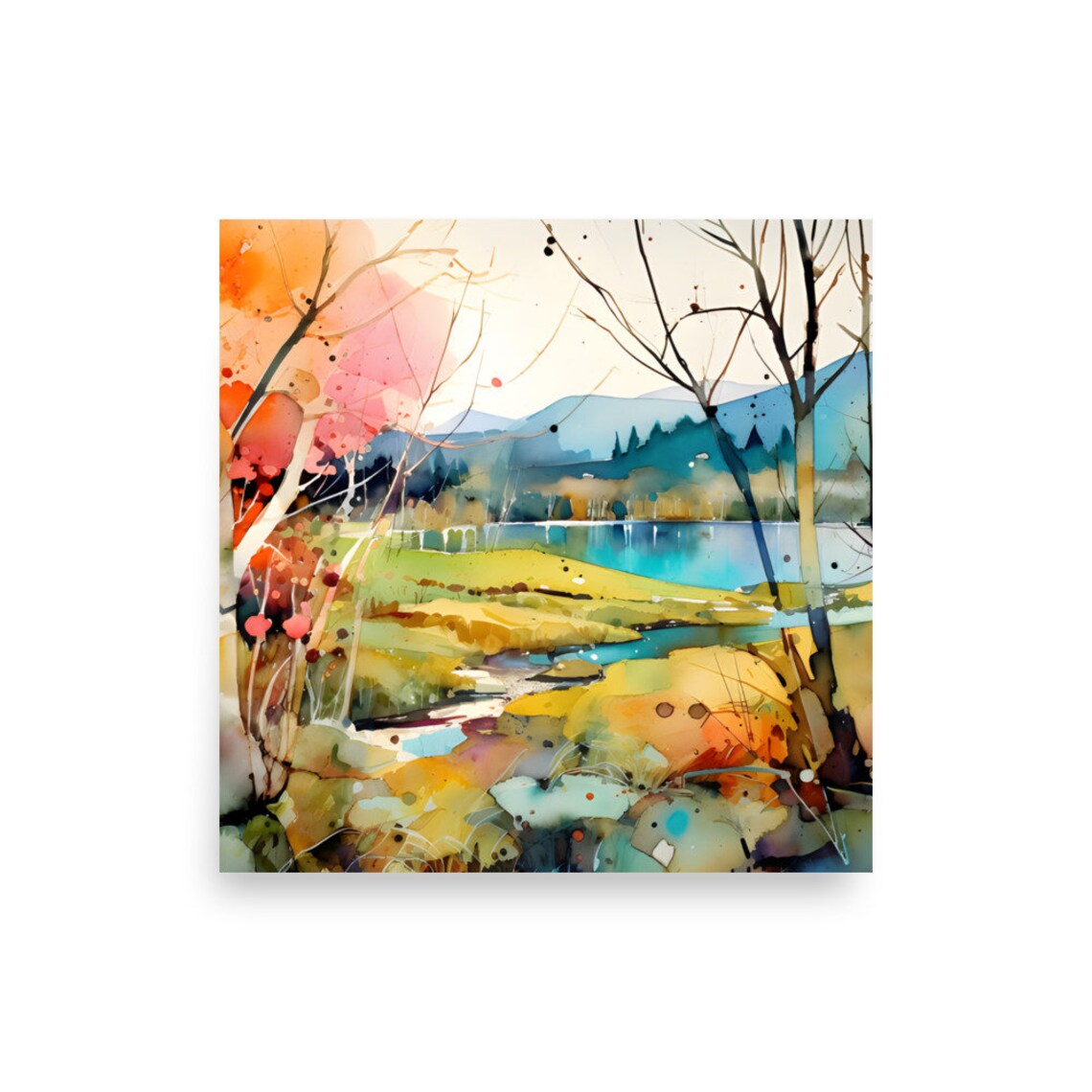 Aspen Colorado Mountain Landscape Watercolor Art Print - Image 3