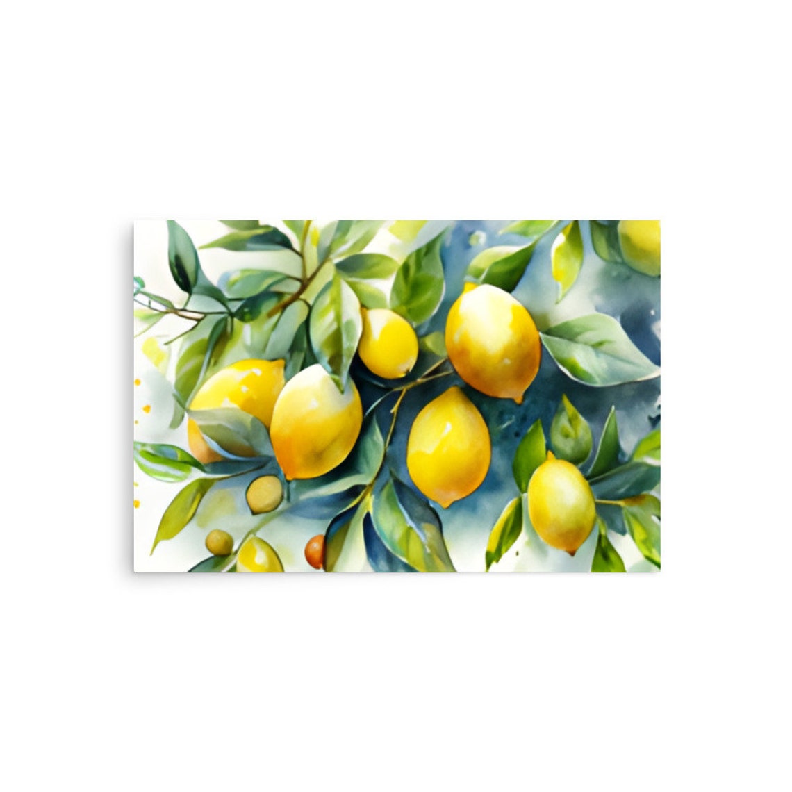Bright Lemon Branch Watercolor Botanical Citrus Fruit Art Poster - Image 4