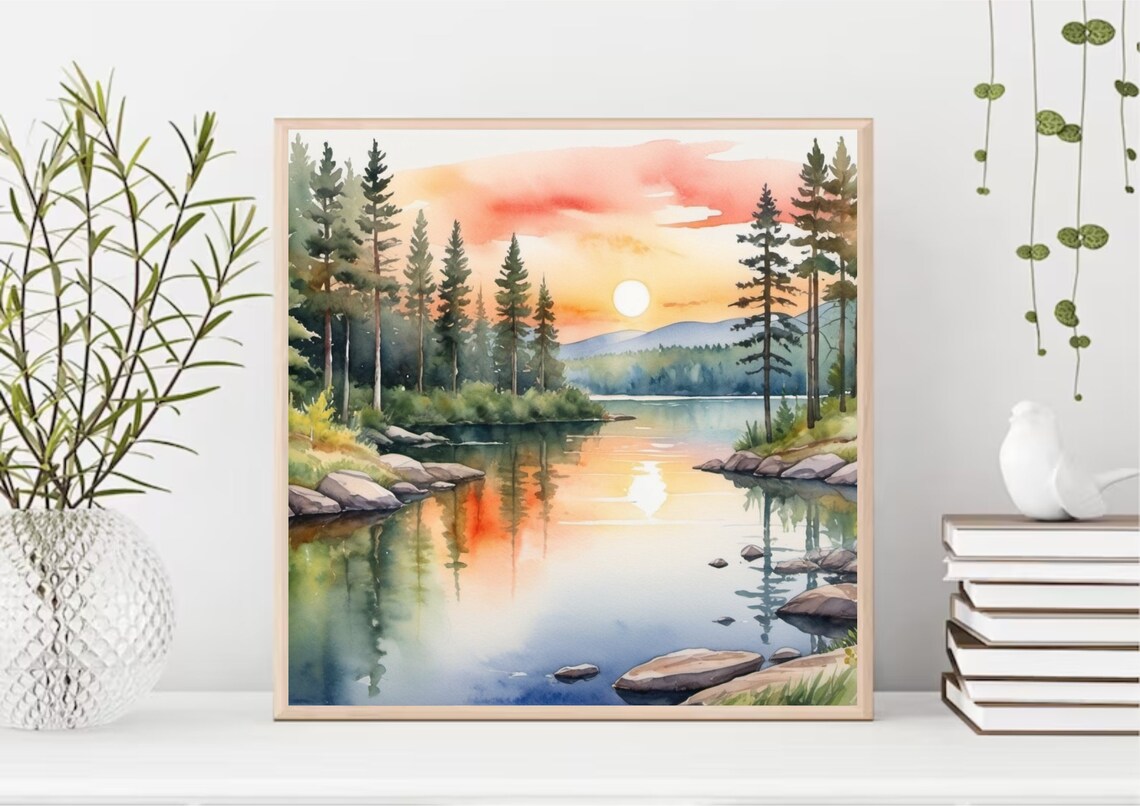 Big Bear Lake, California Watercolor Art Print - Image 4