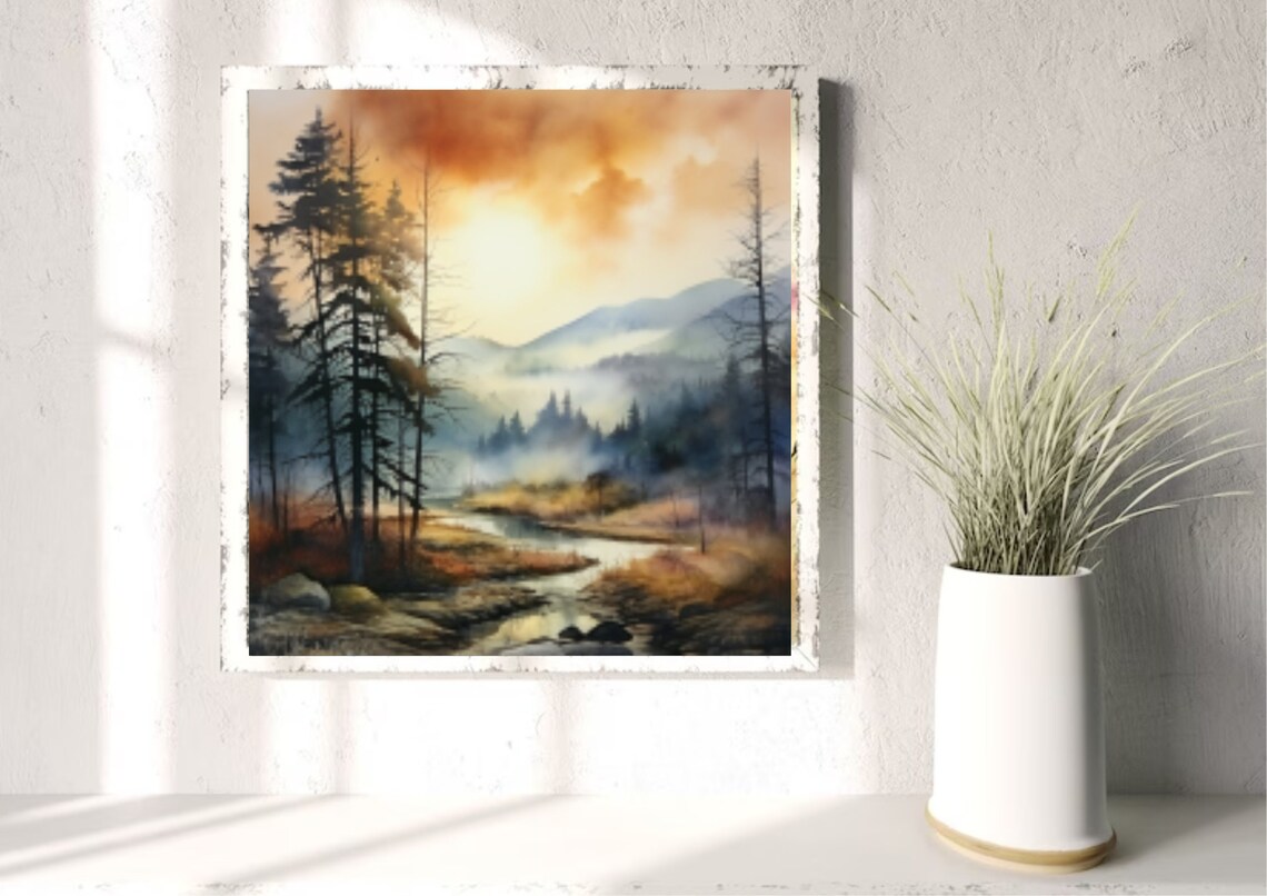 Appalachian Mountains Watercolor Landscape Art Print - Image 2
